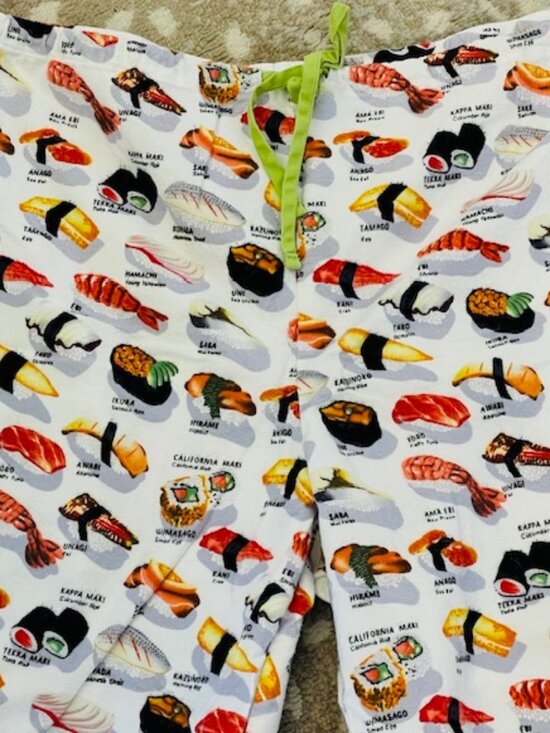 Cat's Pajamas Yummy Sushi Pajama Set 100% Cotton Flannel Plus Size 1X - Picture 5 of 8